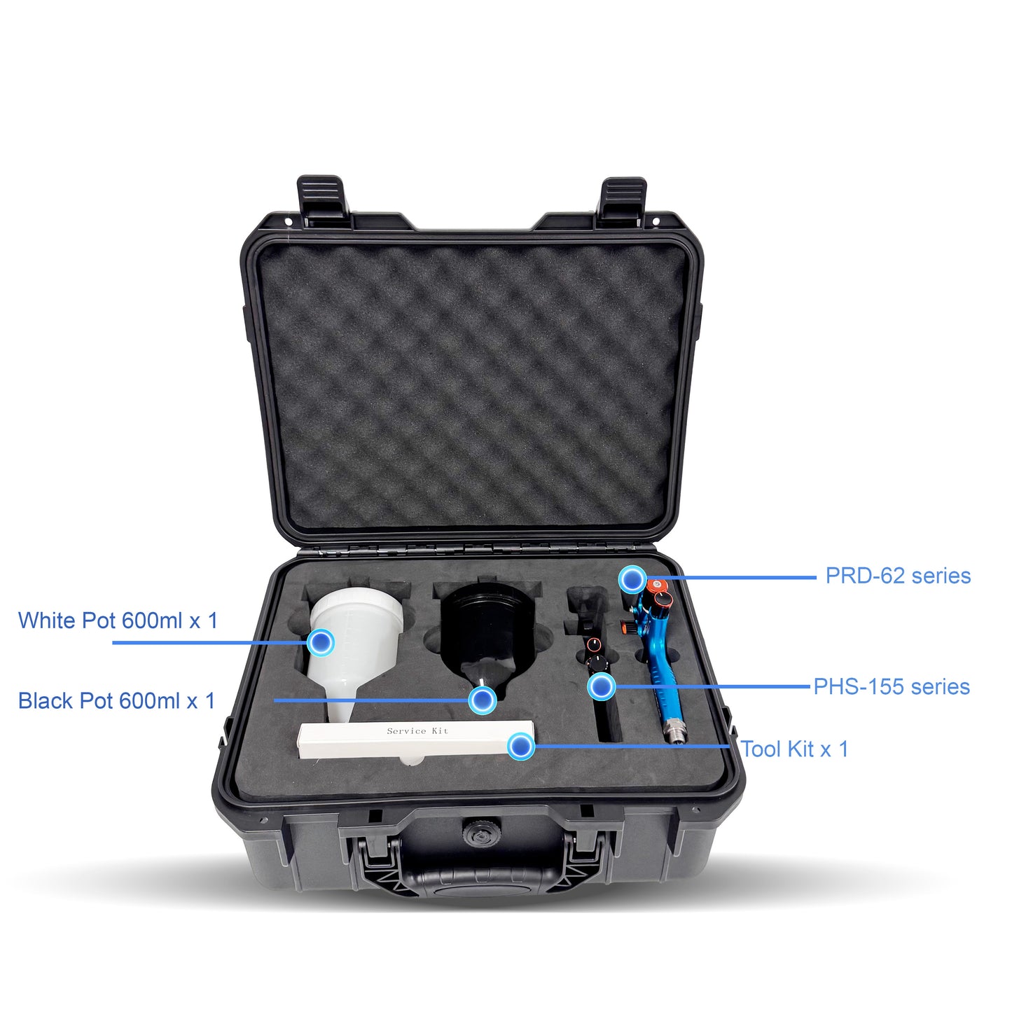 PORPHIS PRD-71 Series And PHS-155 Spray Gun Premium Plastic Box Kit