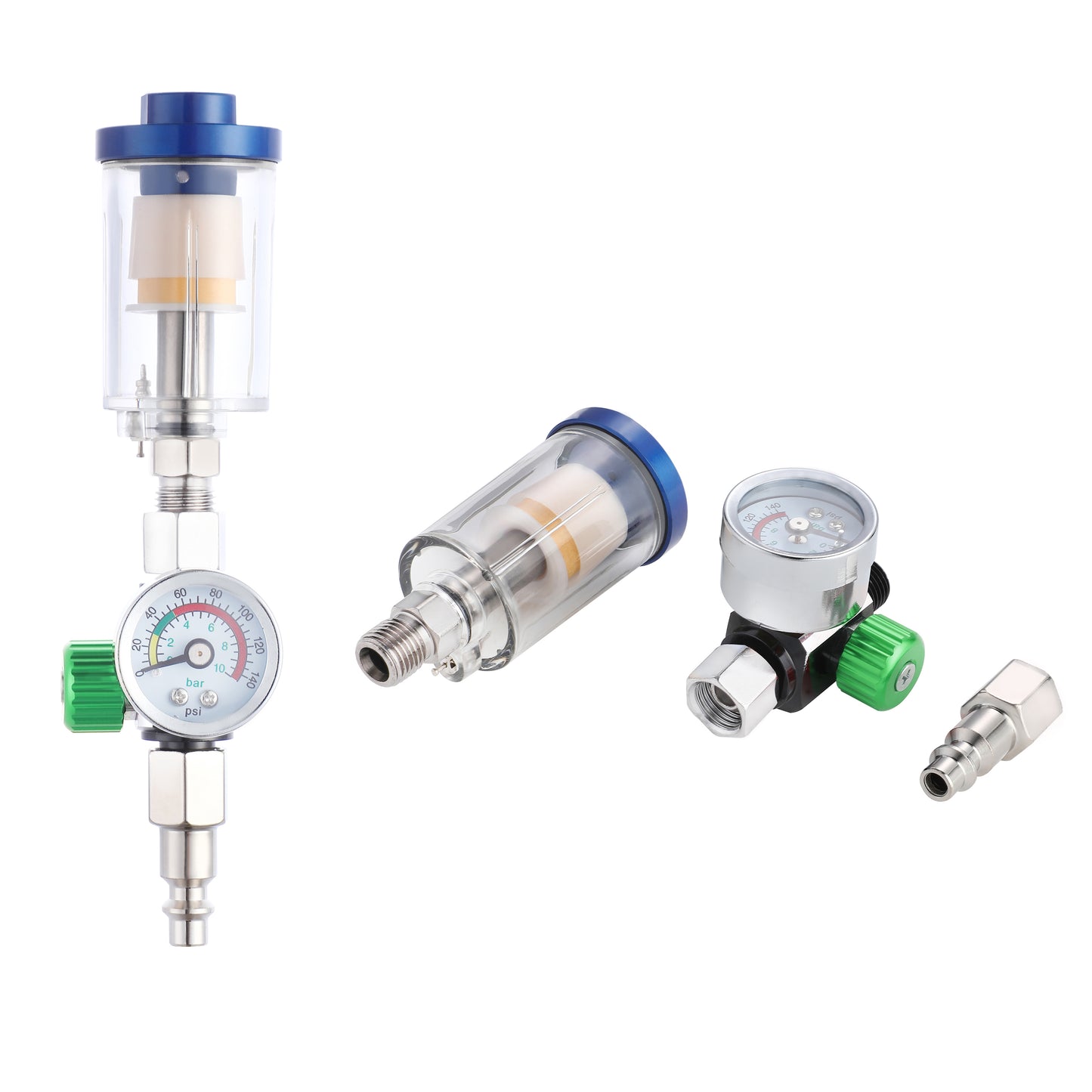 Oil Water Separator, Air Filter with Pressure Gauge, Pressure Regulator for Air Spray Gun