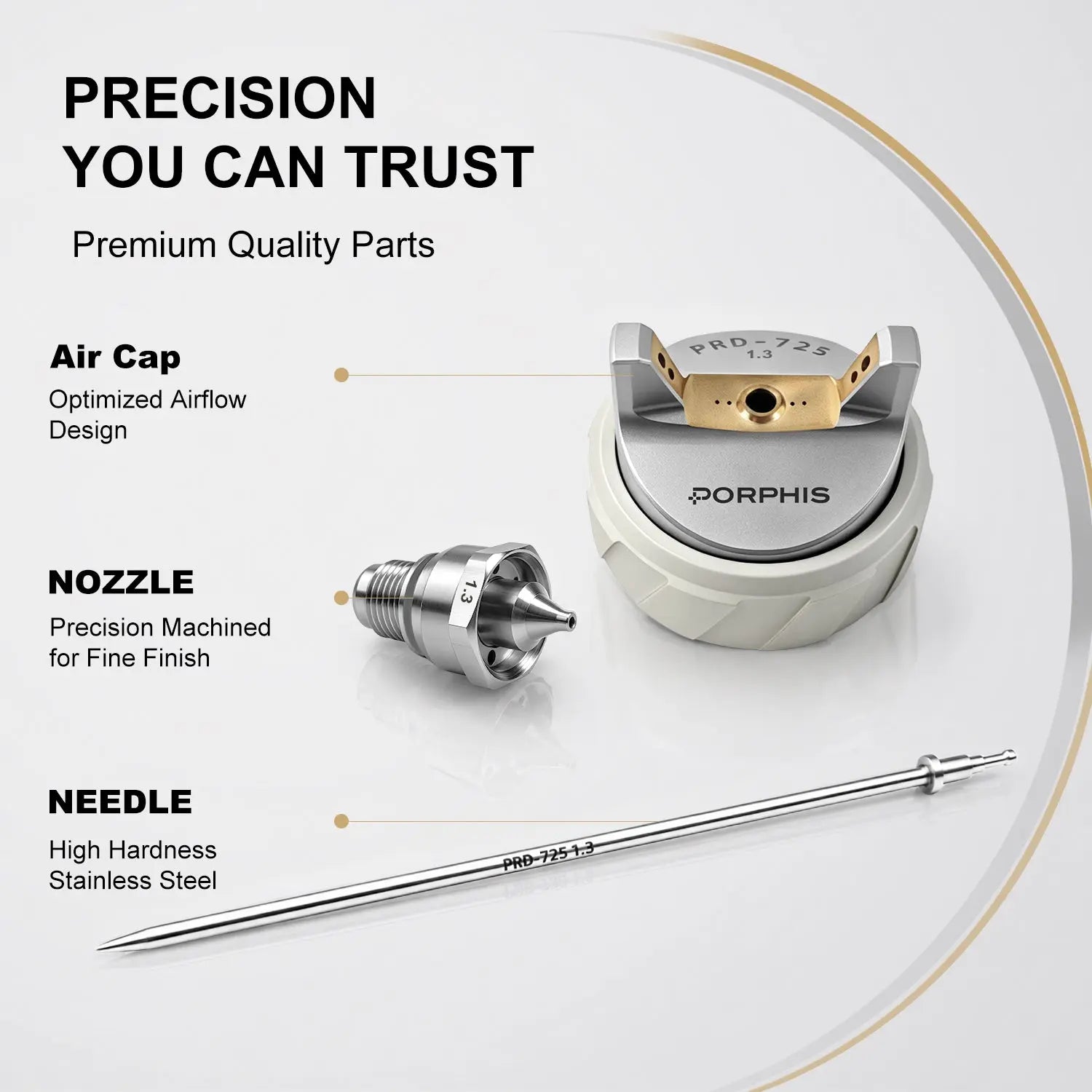 PRD-725 1.3mm Nozzle Needle Cap Kit PORPHIS