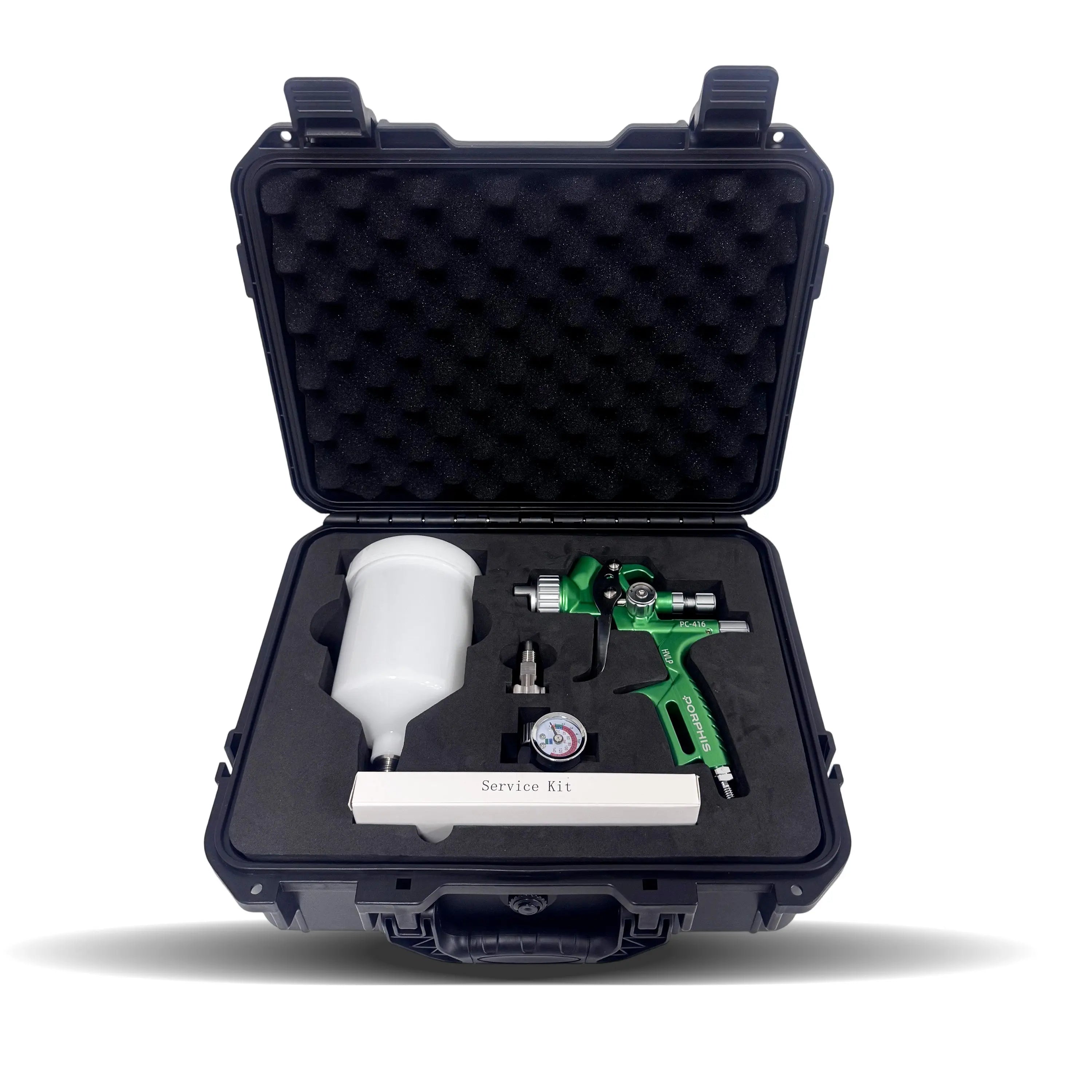 PORPHIS PC-416 Green HVLP Spray Gun with premium plastic box kit
best air spray paint gun