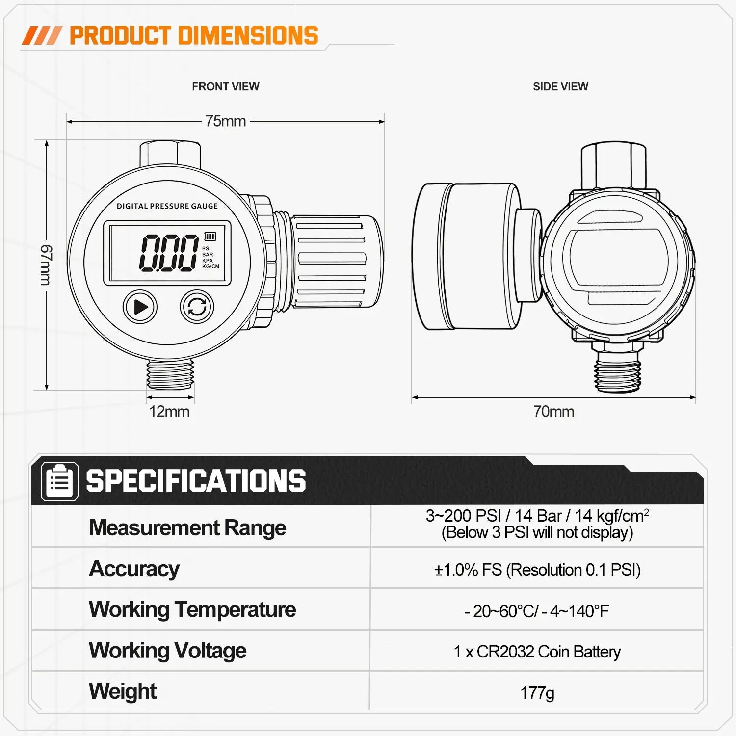 PORPHIS PDG-02 Digital Diaphragm Air Regulator PORPHIS