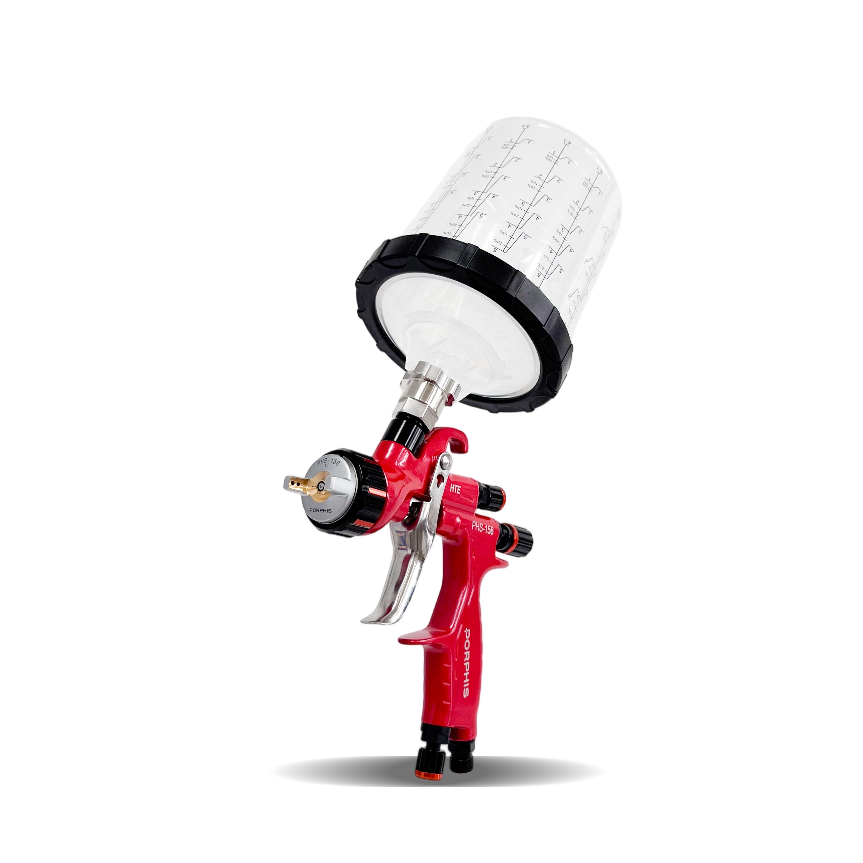 PORPHIS PHS-156 Red HVLP Spray Gun with 600ml paint mixing cup and adapter
best professional spray paint gun