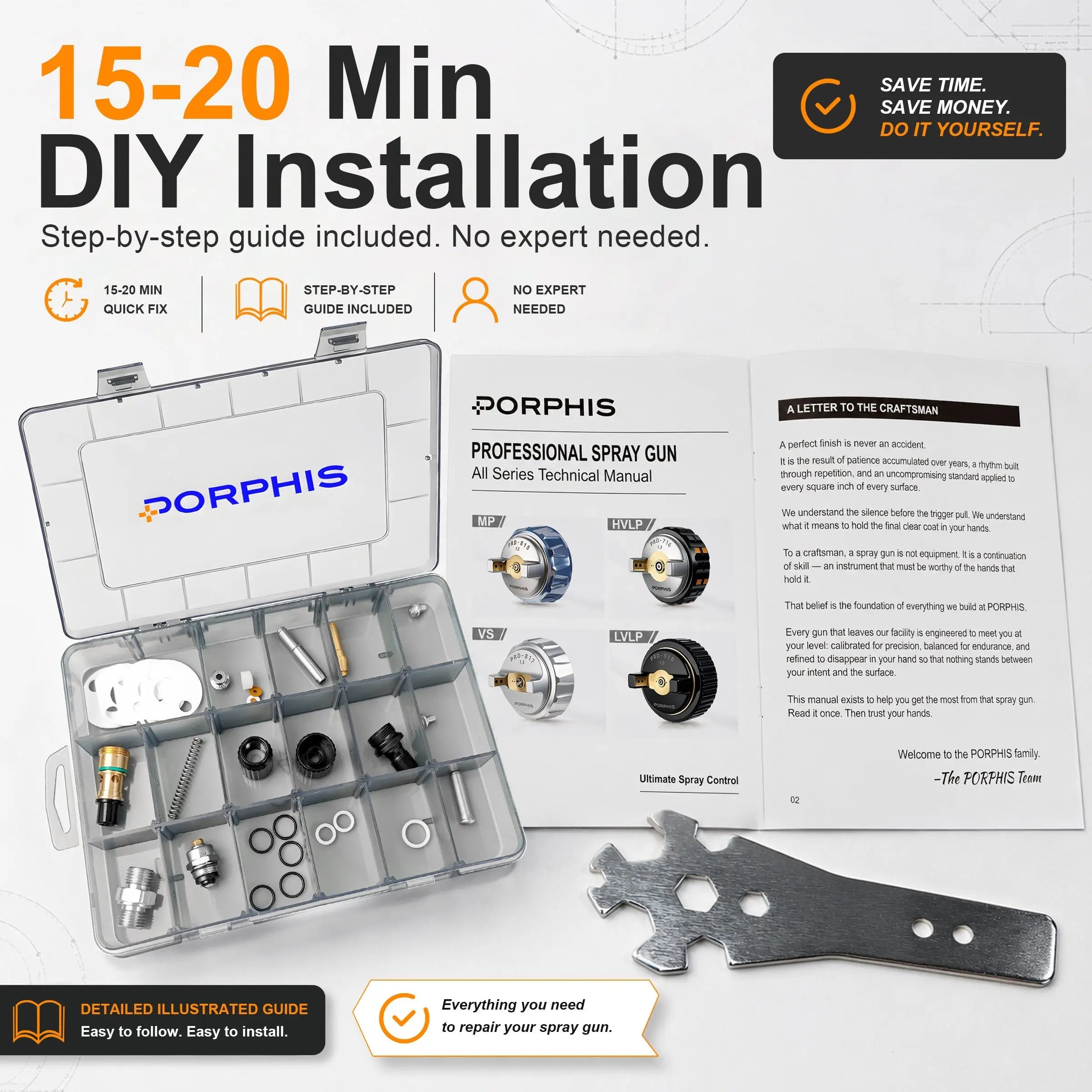 PRD-51 Series Spray Gun Spare Parts Repair Kit PORPHIS