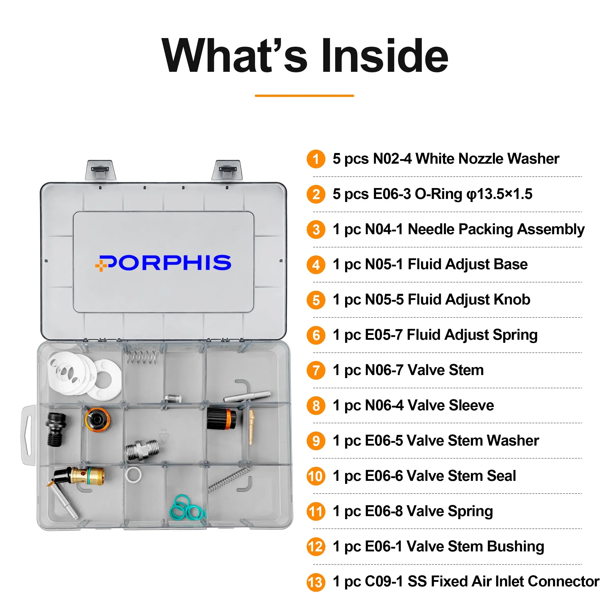 PRD-62 Series Spray Gun Spare Parts Repair Kit PORPHIS