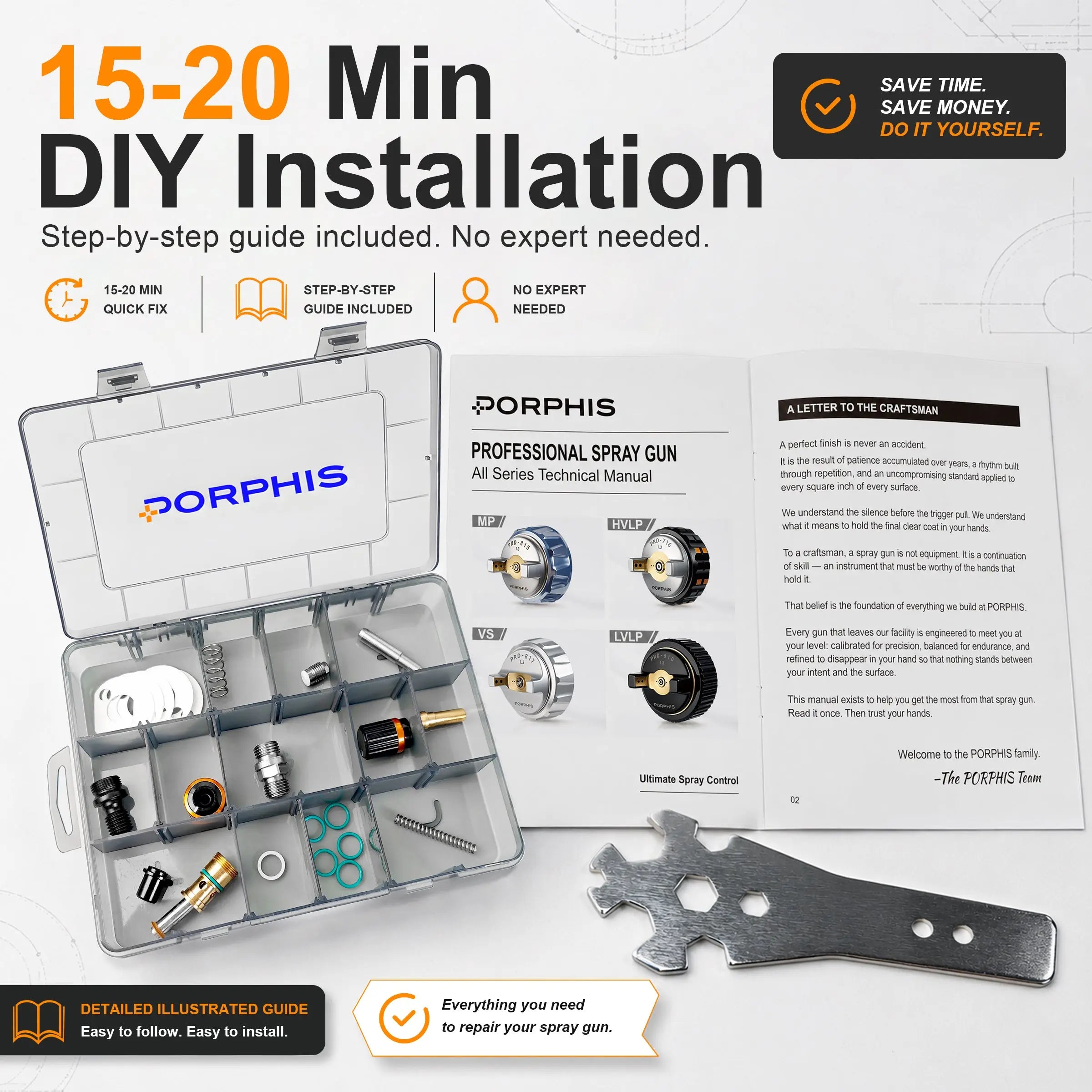 PRD-62 Series Spray Gun Spare Parts Repair Kit PORPHIS