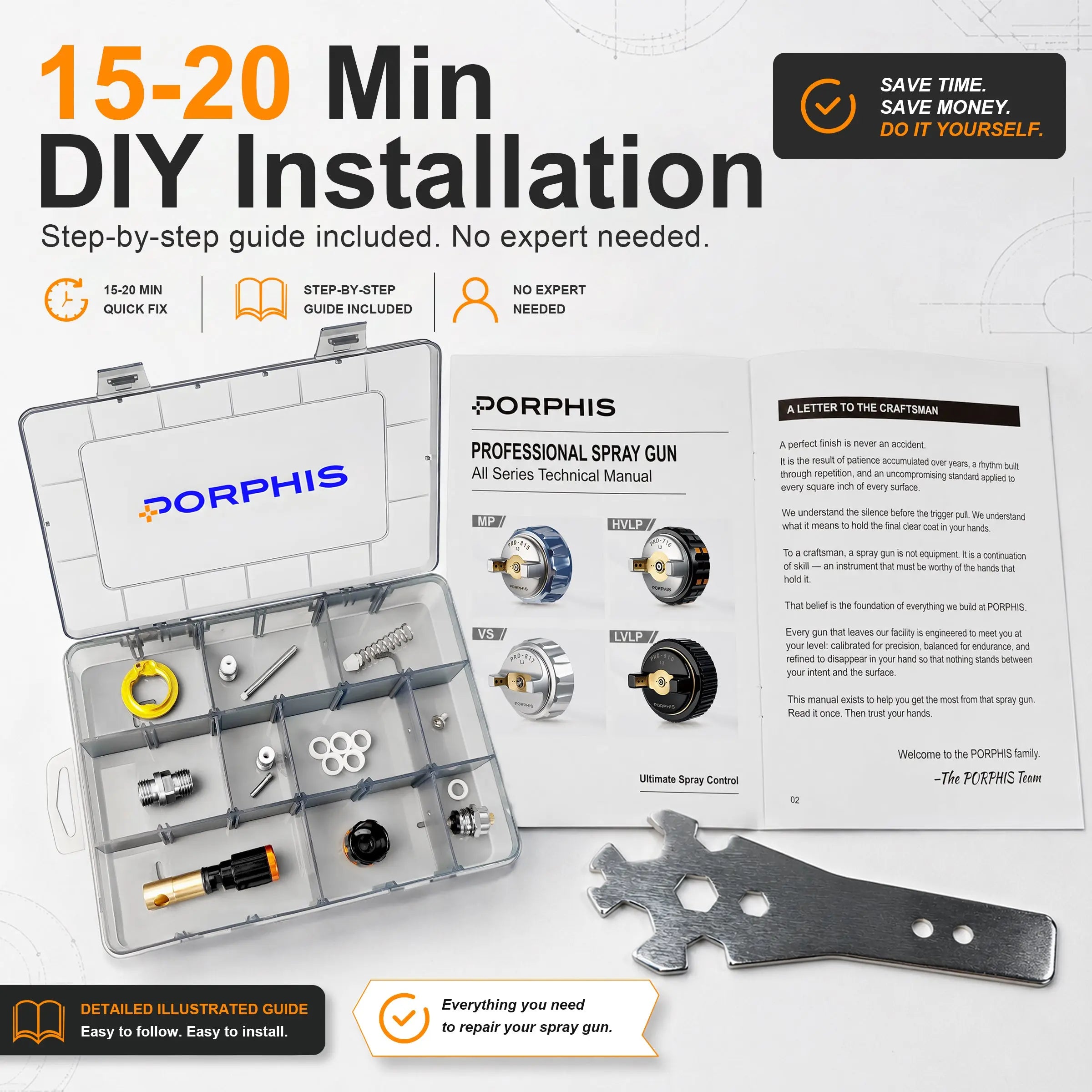 PRD-71 Series Spray Gun Spare Parts Repair Kit PORPHIS