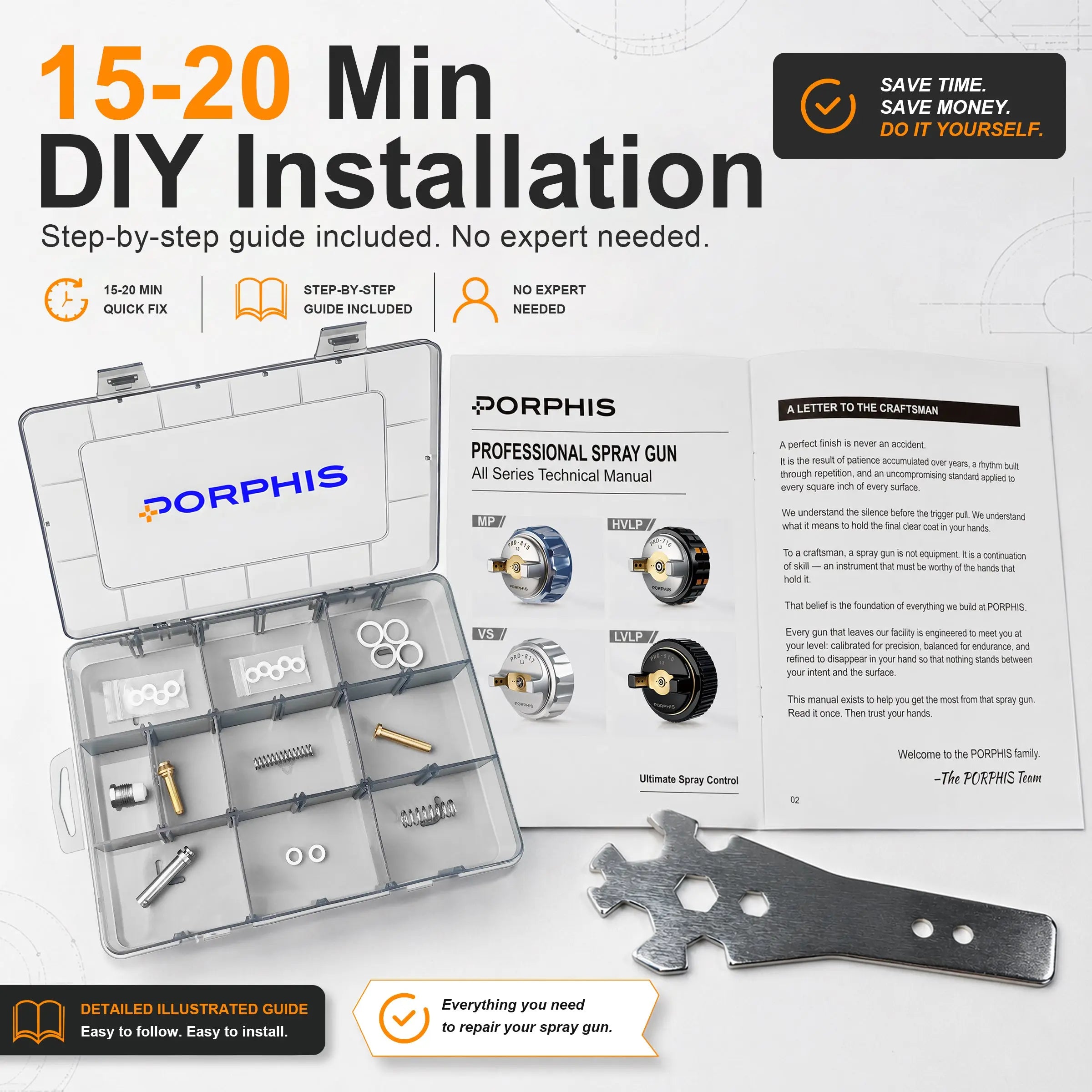 PRD-72 Series Spray Gun Repair Kit Spare Parts PORPHIS