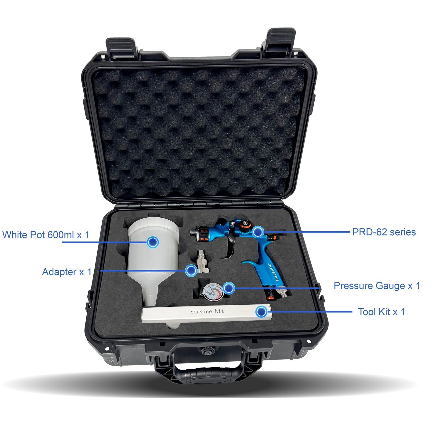 PORPHIS PRD-62 Series Spray Gun Premium Plastic Box Kit