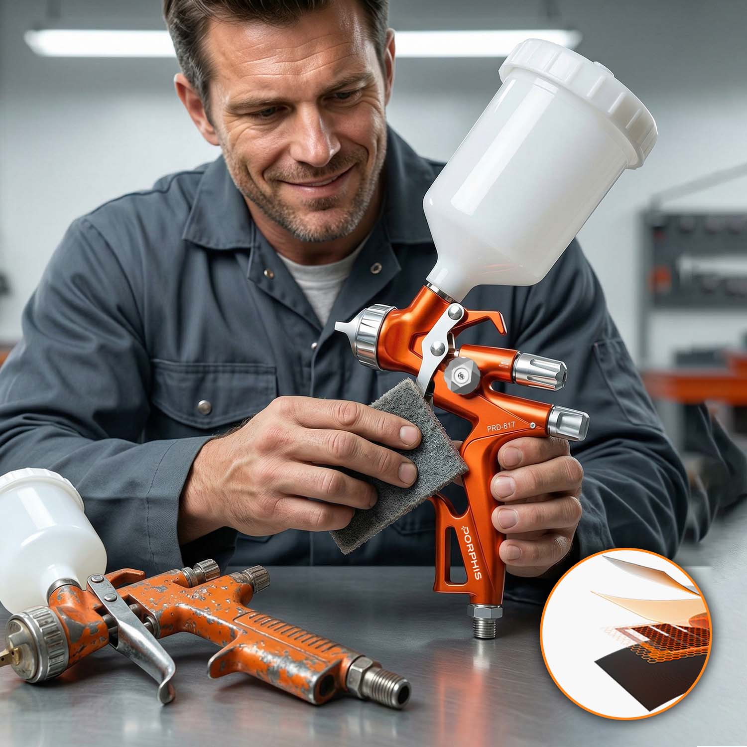 1.3mm spray gun PORPHIS PRD-817 | Best Split Nozzle Clear Coat Gun