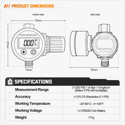 PORPHIS PDG-02 Digtal Diaphragm Air Regulator
