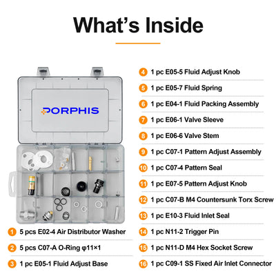 PRD-51 Series Spray Gun Spare Parts Repair Kit
